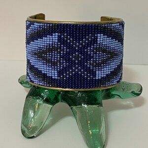 Beaded Cuff Bracelet Blue Western